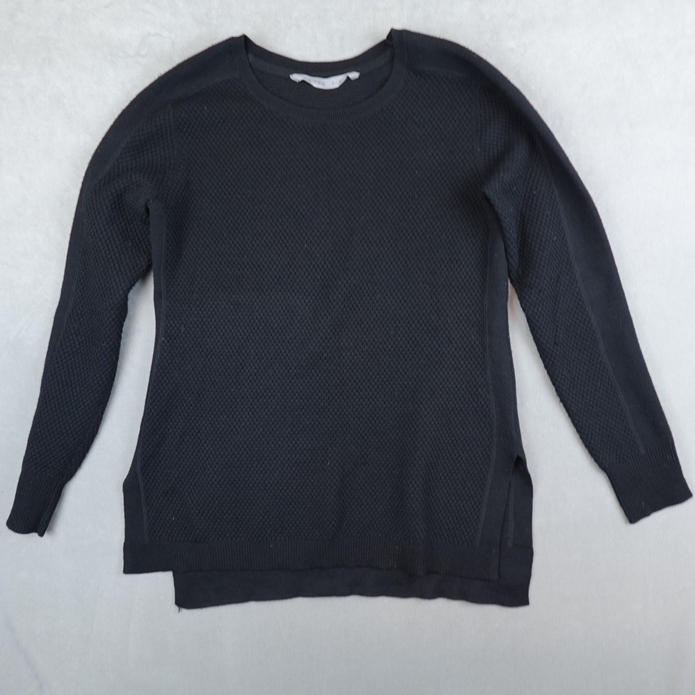 Athleta Sweater Honeycomb Waffle Knit Tunic Merino Wool Blend Womens Small Black